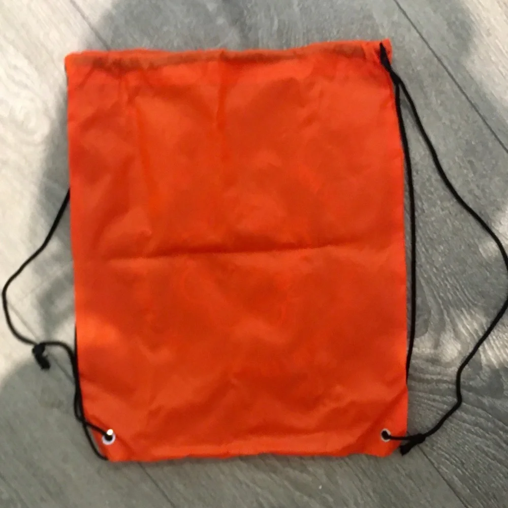NWOT Neon Orange with White Lettering Water Lantern Festival Drawstring Backpack - Picture 3 of 4